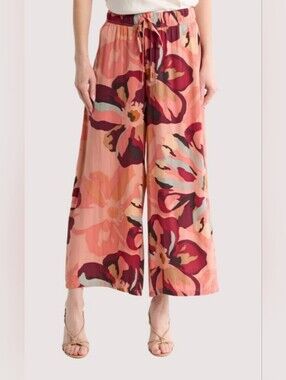 ADRIANNA PAPELL | Tropical Floral Wide-Leg Pants | Medium | NWT - Retail $125